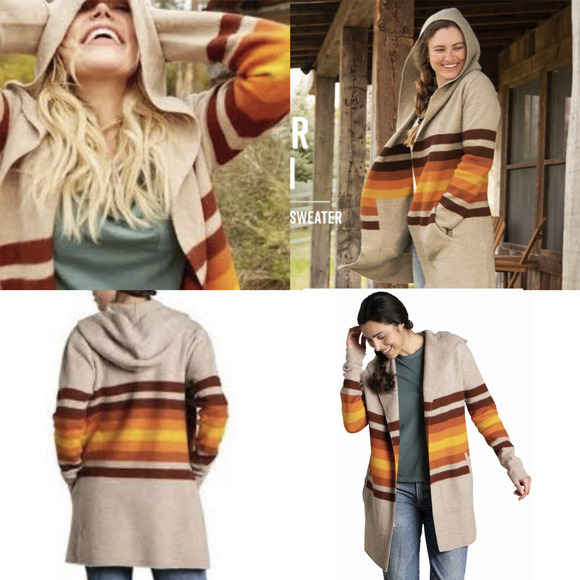 Toad & Co Merino Heartfelt Hoodie Duster Wool Long Open Cardigan Sweater Medium - Picture 13 of 14